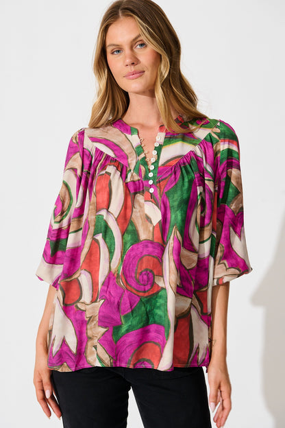 Abigail Top in Multi Fuchsia