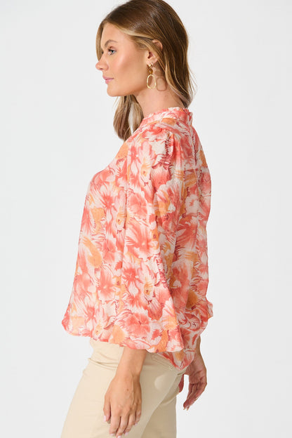 Cynthia Top in Tangerine Floral