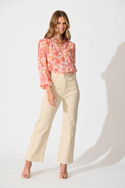 Cynthia Top in Tangerine Floral