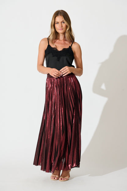Milani Maxi Pleat Skirt in Wine