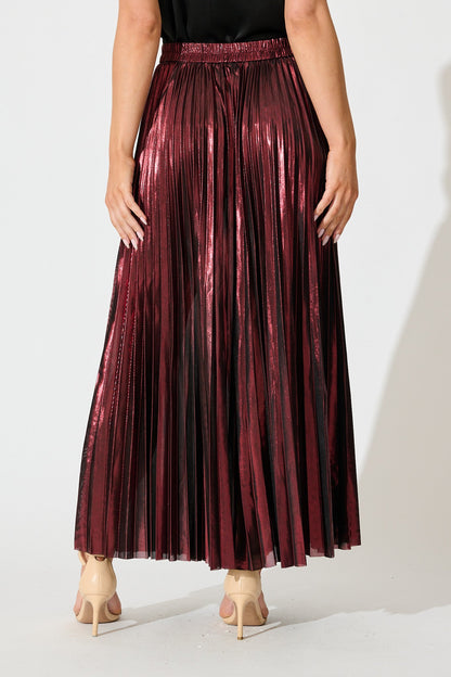 Milani Maxi Pleat Skirt in Wine