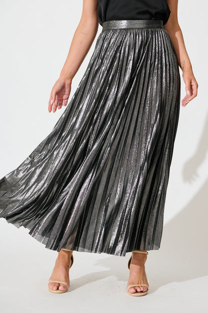 Milani Maxi Pleat Skirt in Silver