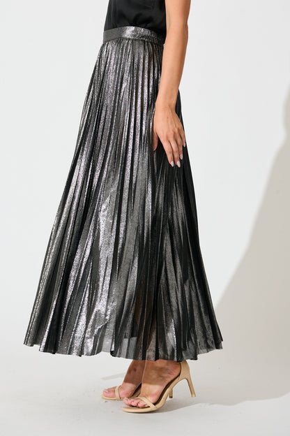 Milani Maxi Pleat Skirt in Silver