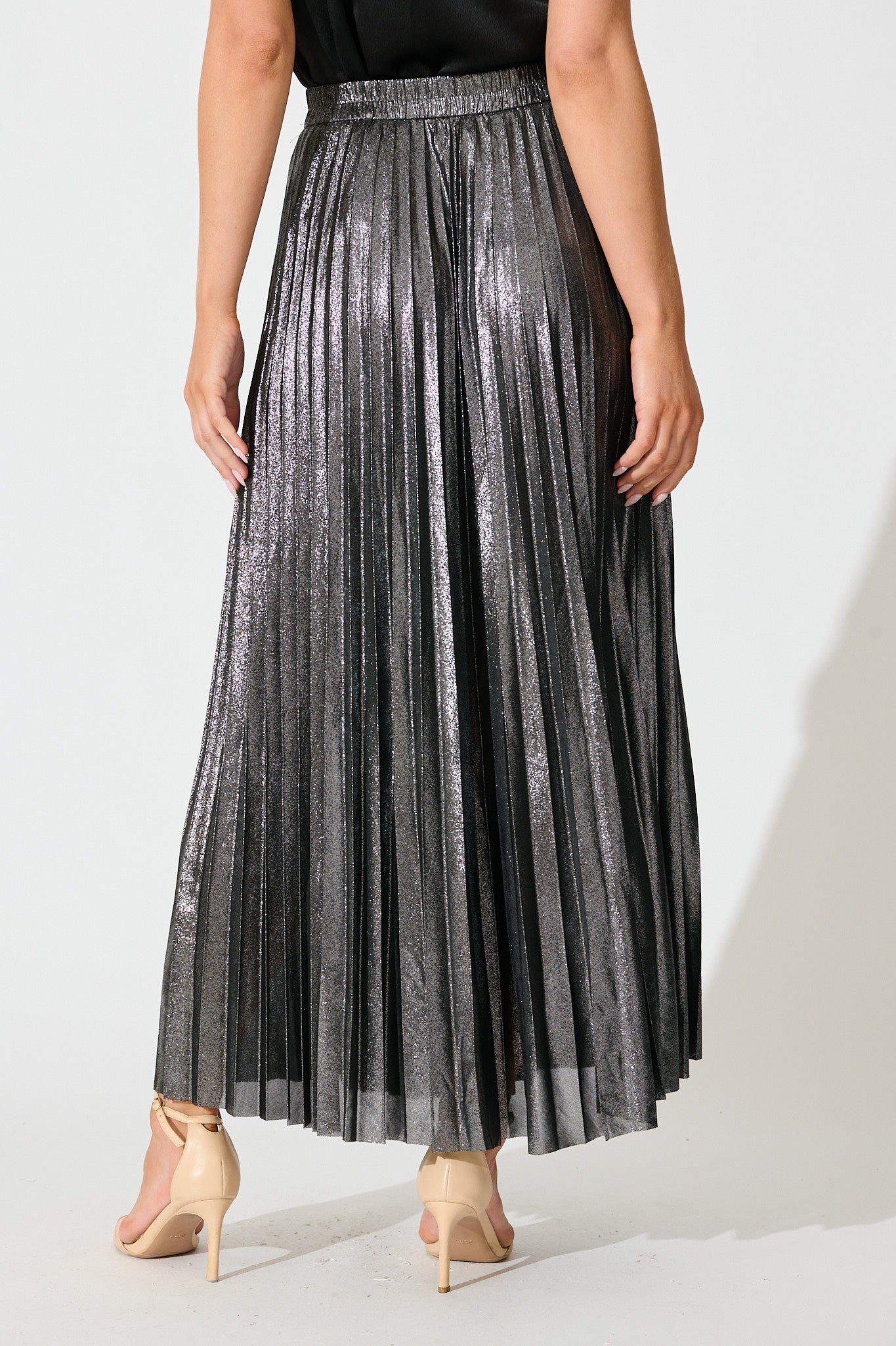 Milani Maxi Pleat Skirt in Silver