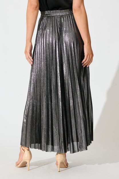 Milani Maxi Pleat Skirt in Silver