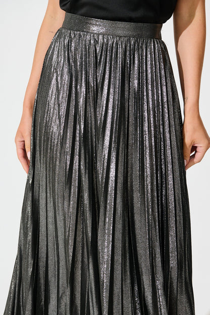 Milani Maxi Pleat Skirt in Silver