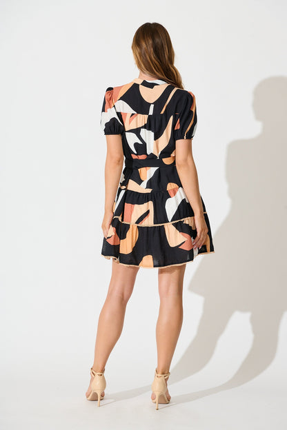 Lohan Dress in Rust with Black Print