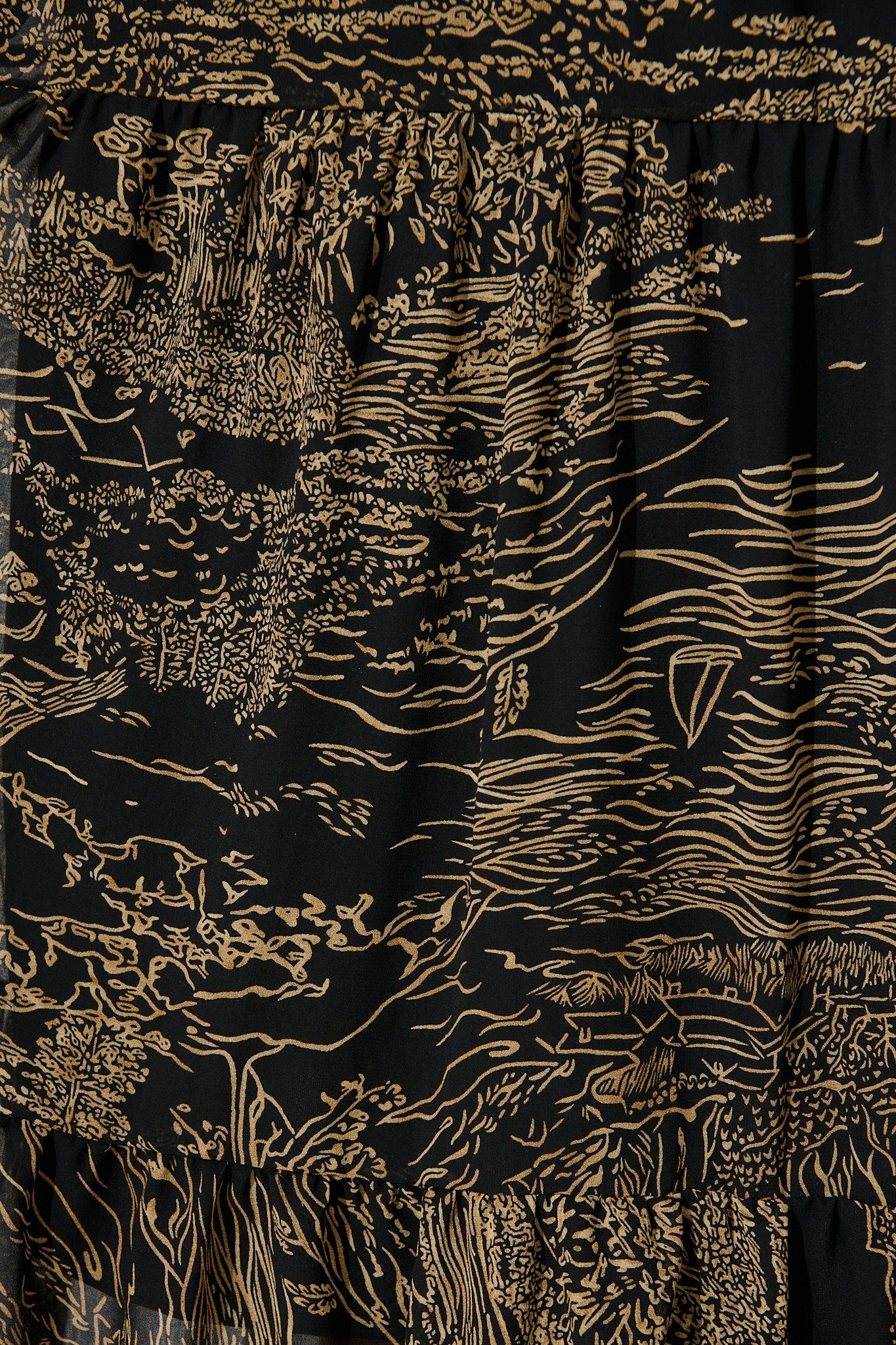 Taking The Lead Maxi Dress in Black with Brown Print Chiffon