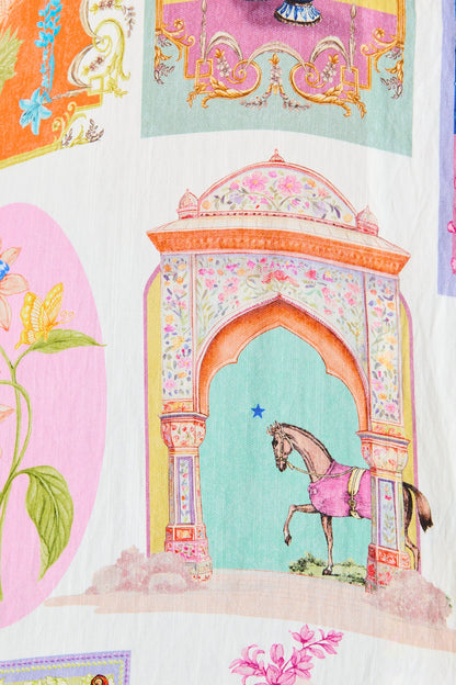 Oasis Shirt in Cream with Multi Conversational Print