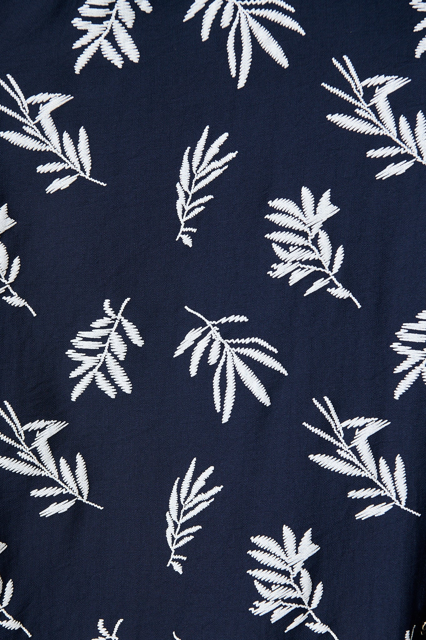 Jasmine Midi Shirt Dress in Navy with White Leaf