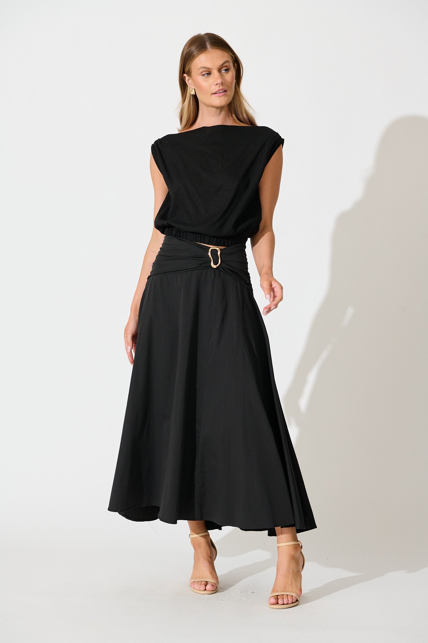 Dusk to Dawn Maxi Skirt in Black Cotton