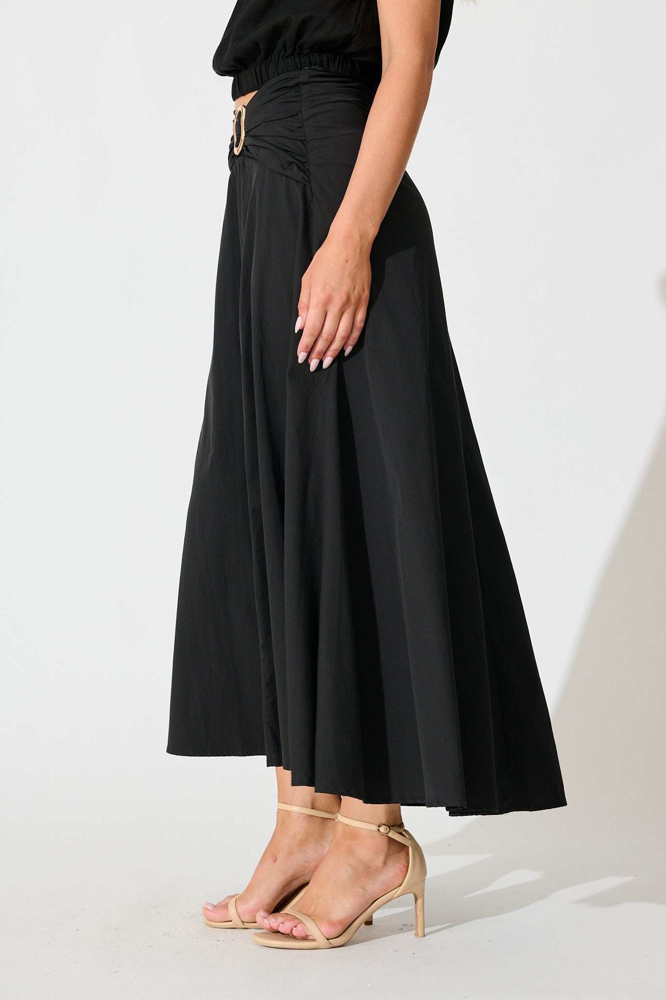 Dusk to Dawn Maxi Skirt in Black Cotton