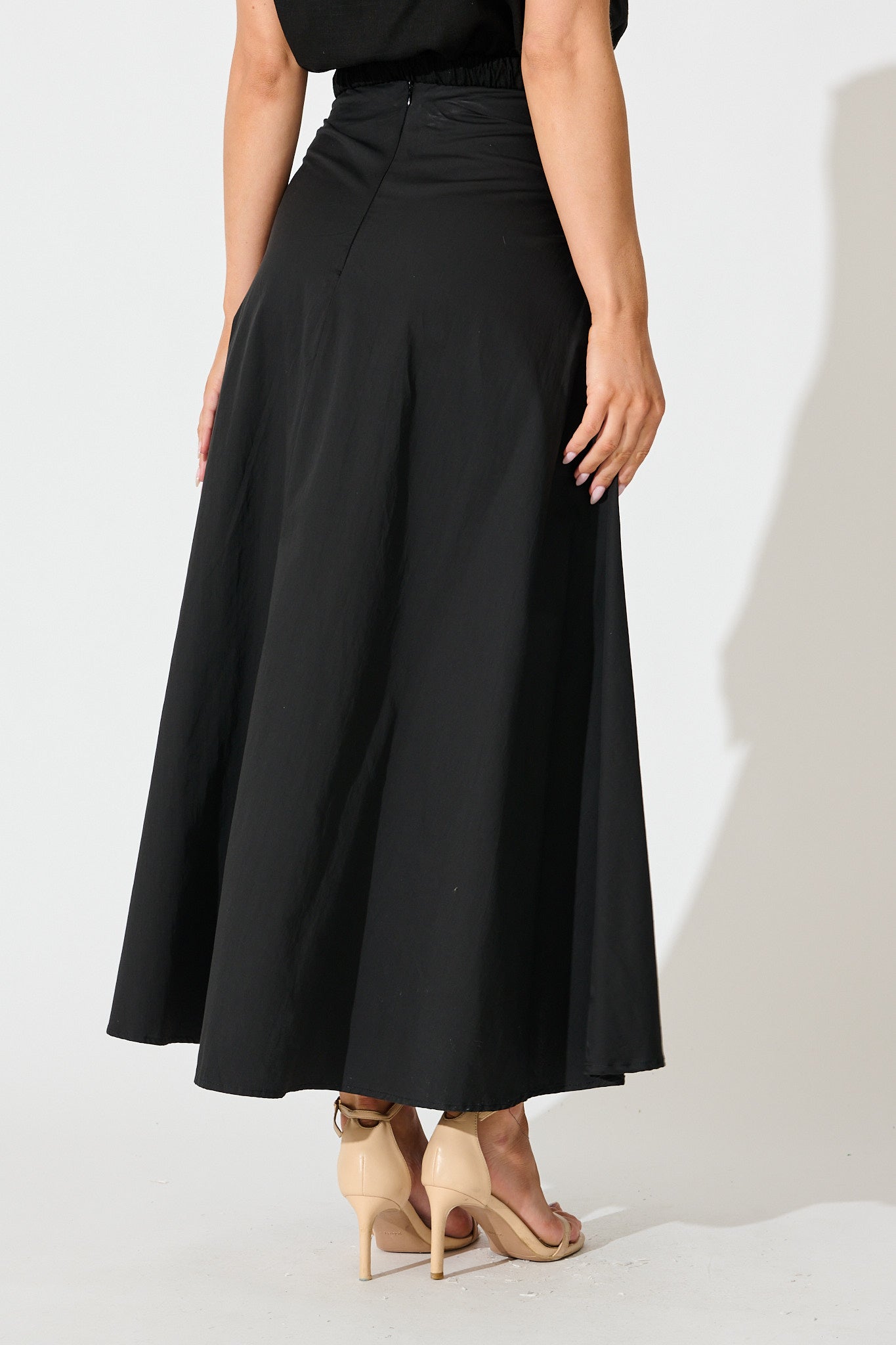 Dusk to Dawn Maxi Skirt in Black Cotton