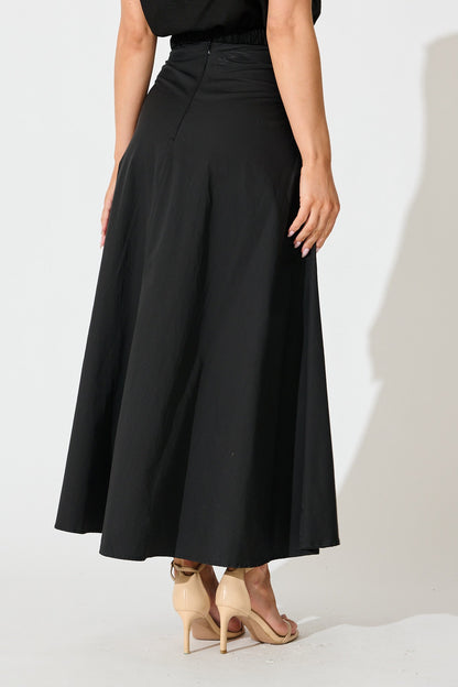 Dusk to Dawn Maxi Skirt in Black Cotton