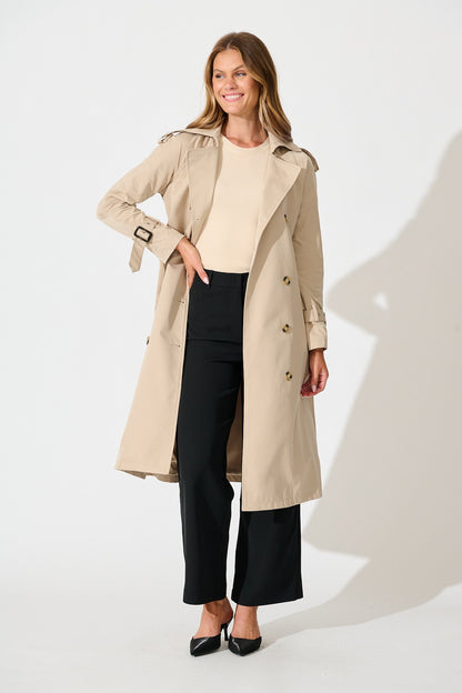 The Signature Midi Trench Coat in Beige