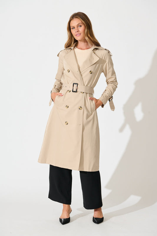 The Signature Midi Trench Coat in Beige
