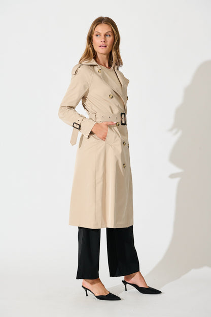 The Signature Midi Trench Coat in Beige