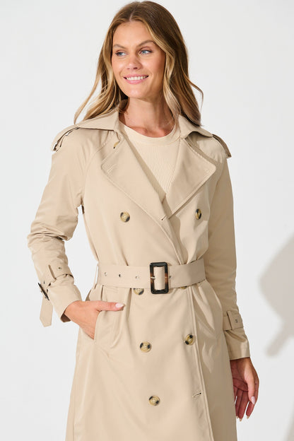 The Signature Midi Trench Coat in Beige