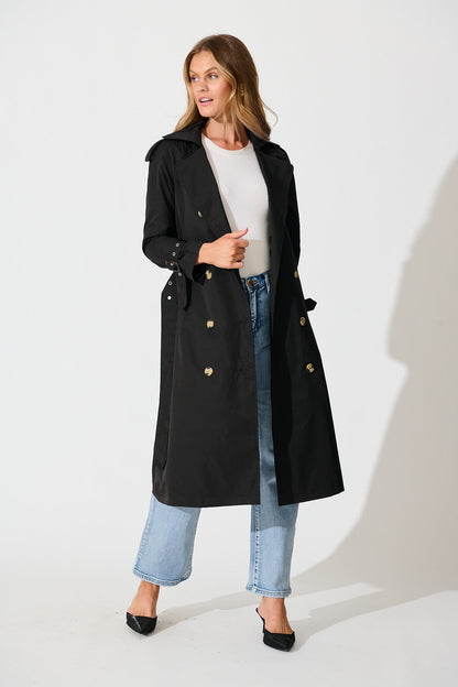 The Signature Midi Trench Coat in Black
