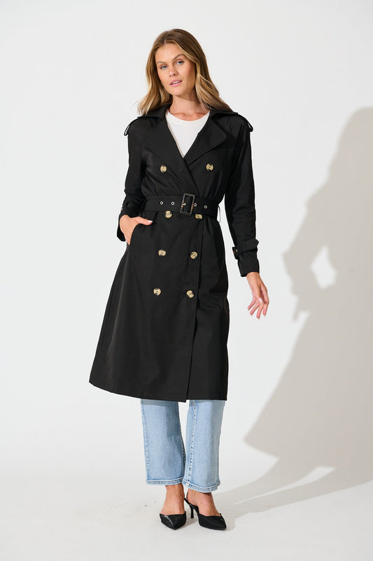 The Signature Midi Trench Coat in Black