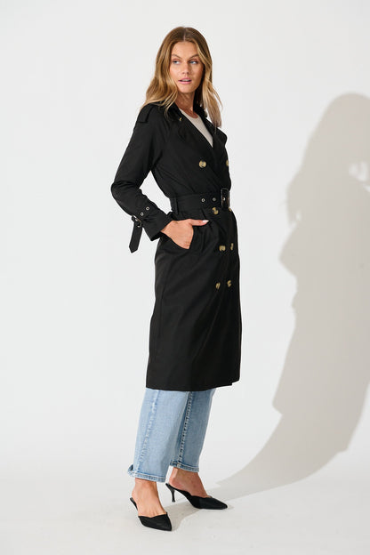 The Signature Midi Trench Coat in Black