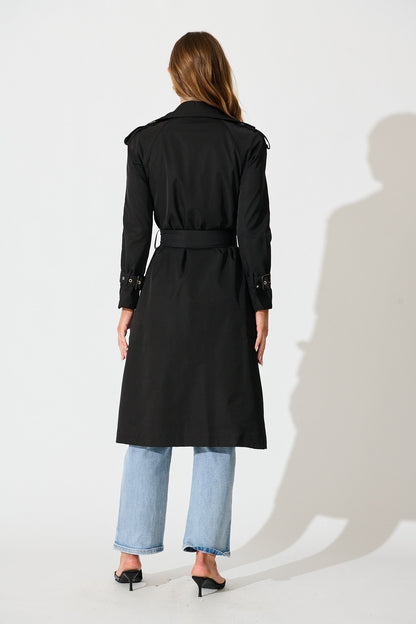 The Signature Midi Trench Coat in Black