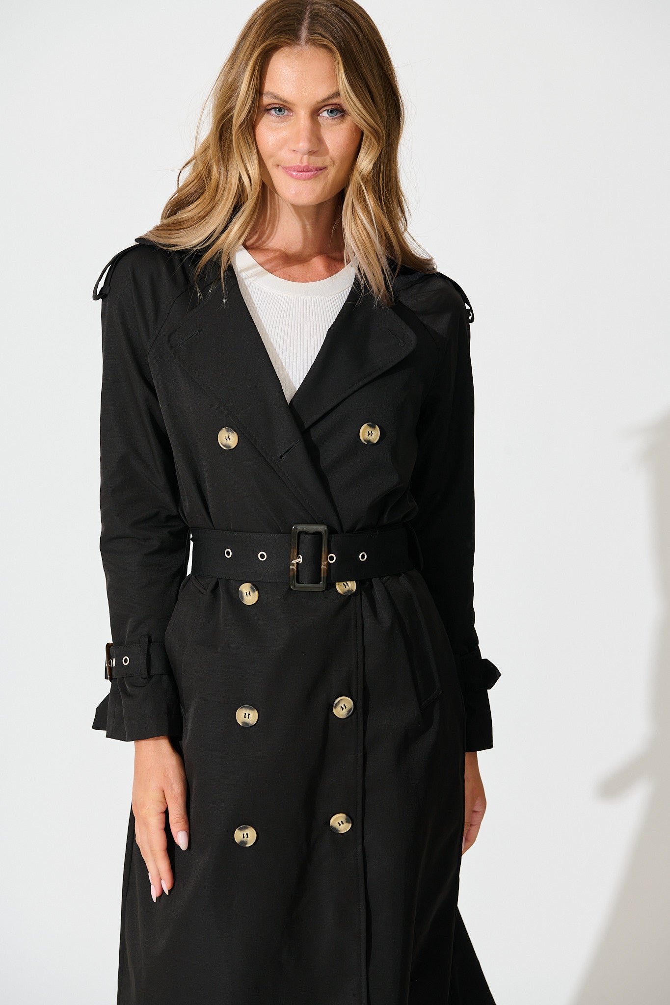 The Signature Midi Trench Coat in Black