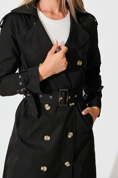 The Signature Midi Trench Coat in Black