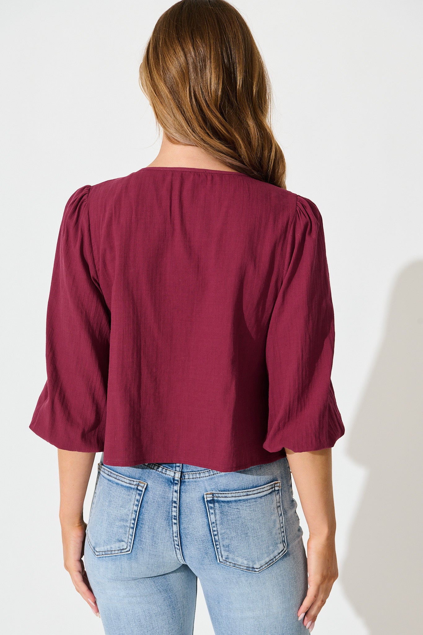 Kalina Top in Wine Cotton