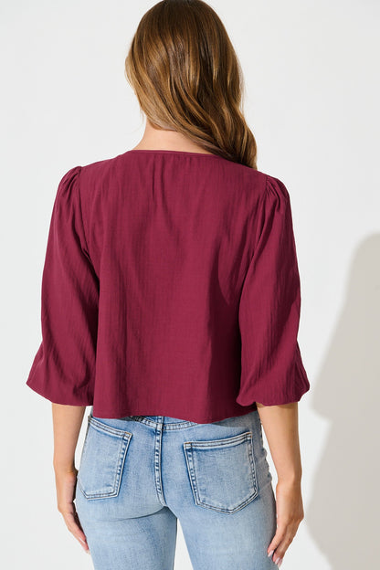 Kalina Top in Wine Cotton