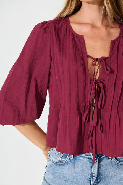 Kalina Top in Wine Cotton