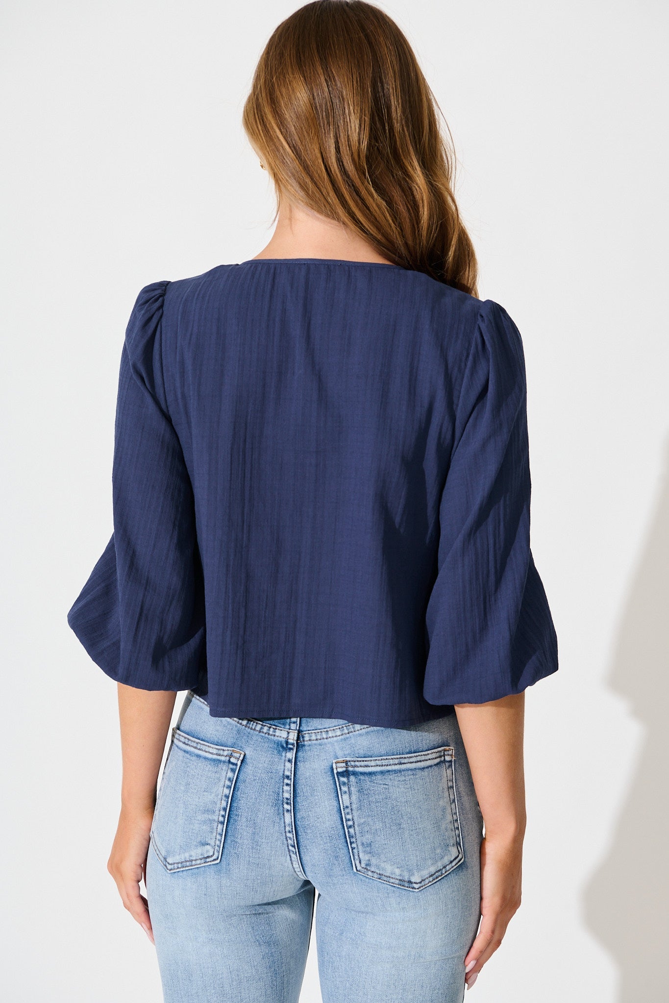 Kalina Top in Navy Cotton