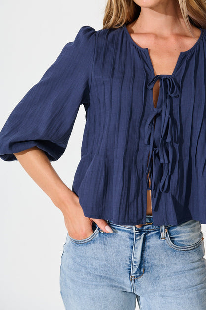 Kalina Top in Navy Cotton