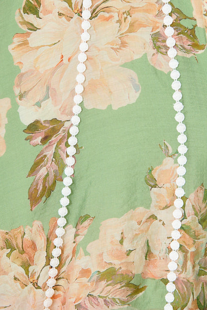 Lovingly Maxi Shirt Dress in Green Floral with Contrast Trim