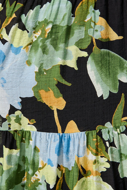 Sheer Bliss Midi Dress in Multi Black Floral