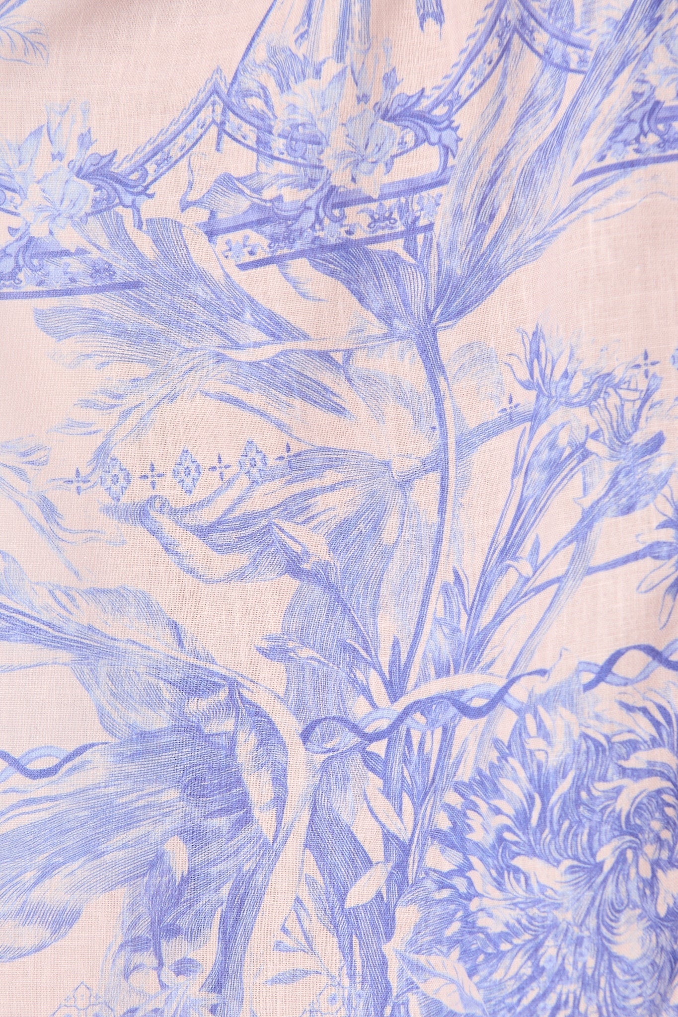 Botanical Bliss Shirt Dress in Blush with Blue Linen Blend