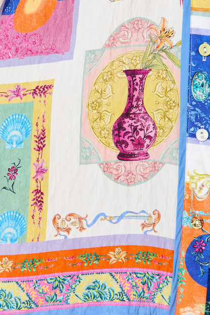 Oriella Shirt Dress in Cream with Multi Conversational Print