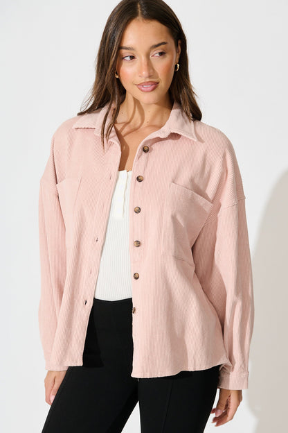 Riley Cord Shacket in Blush Cotton