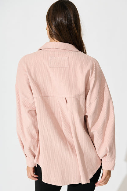 Riley Cord Shacket in Blush Cotton