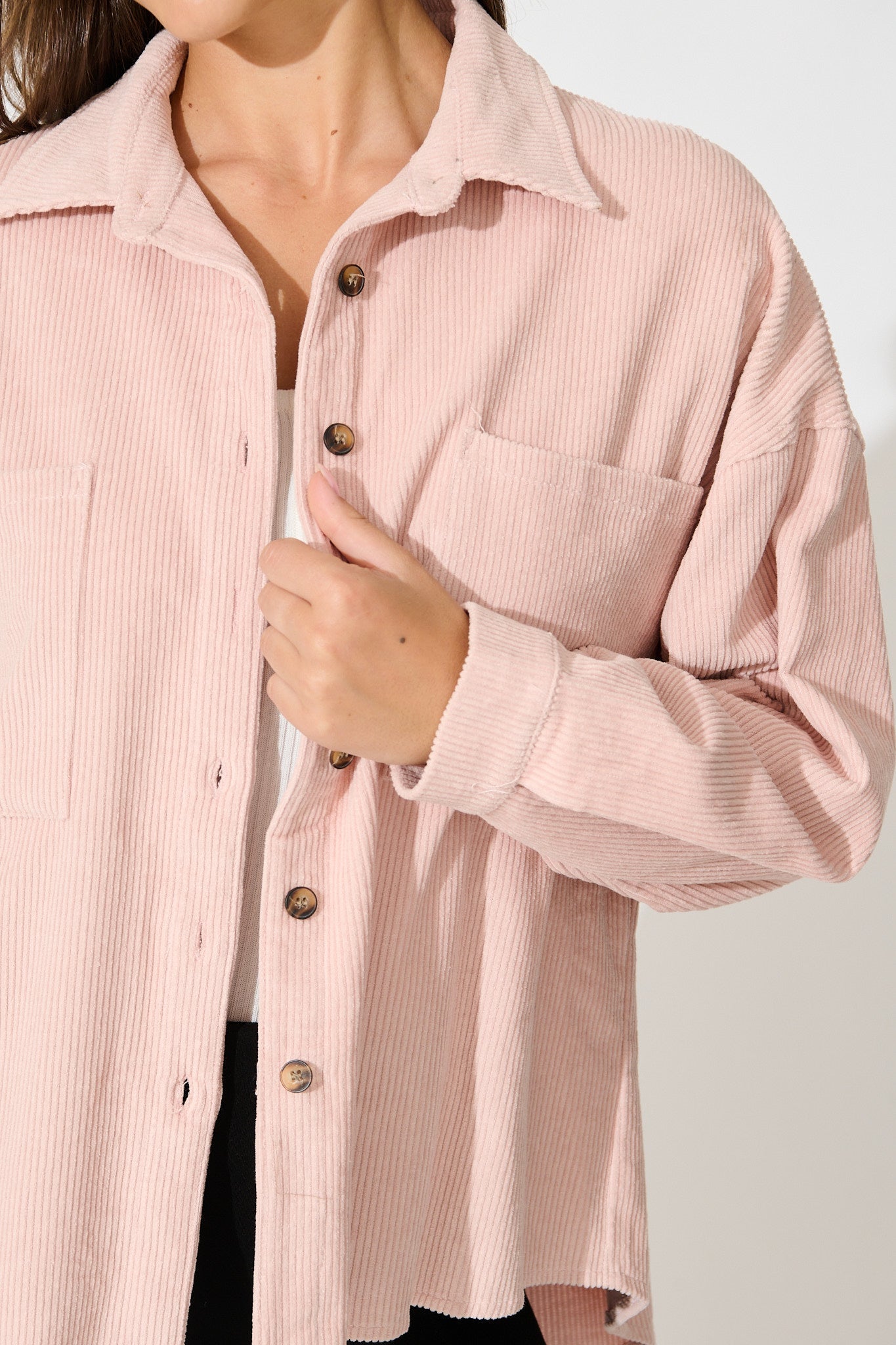 Riley Cord Shacket in Blush Cotton