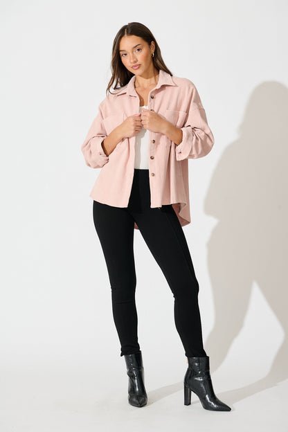 Riley Cord Shacket in Blush Cotton