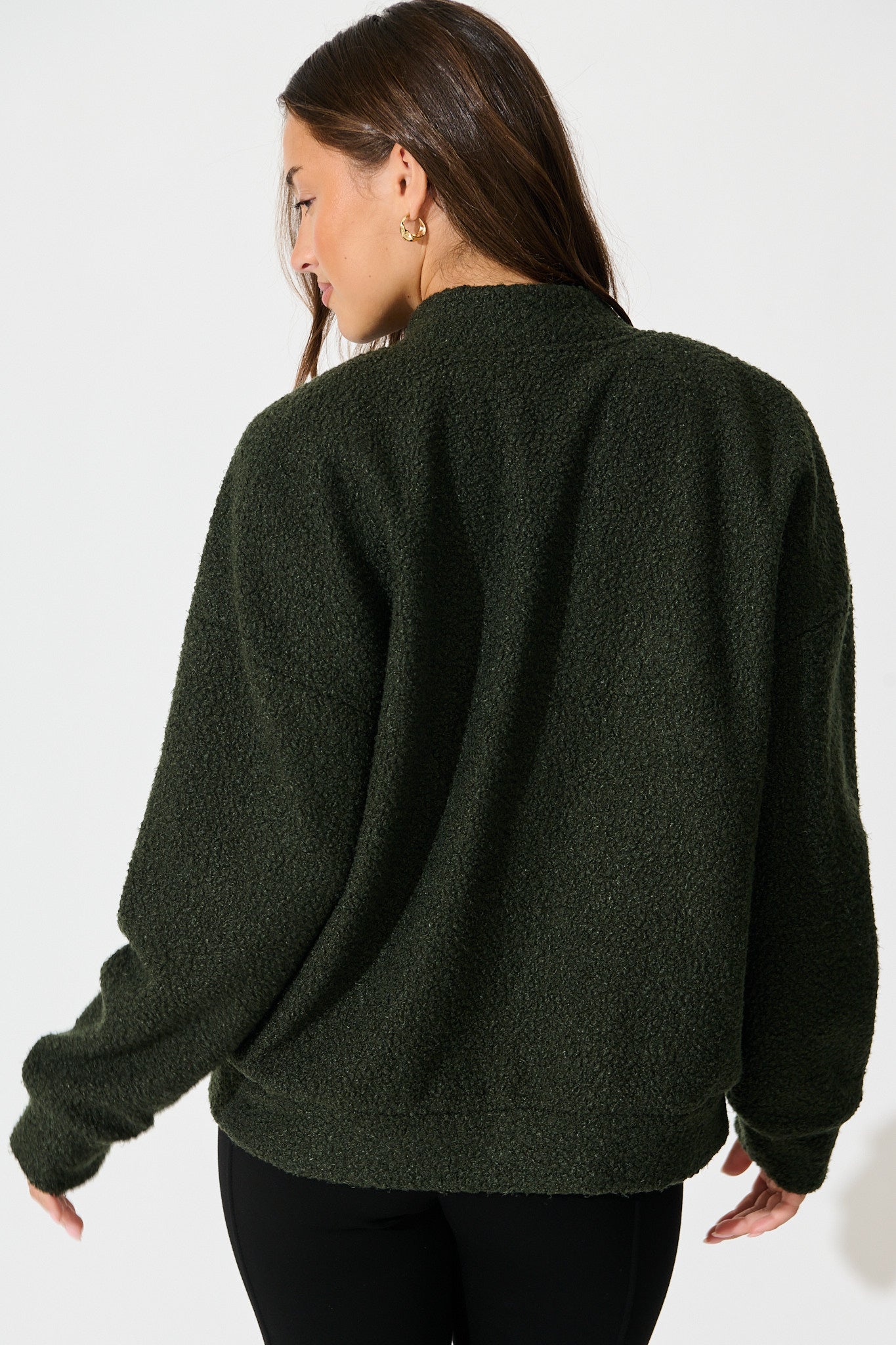 Kenzie Teddy Bomber Jacket in Khaki