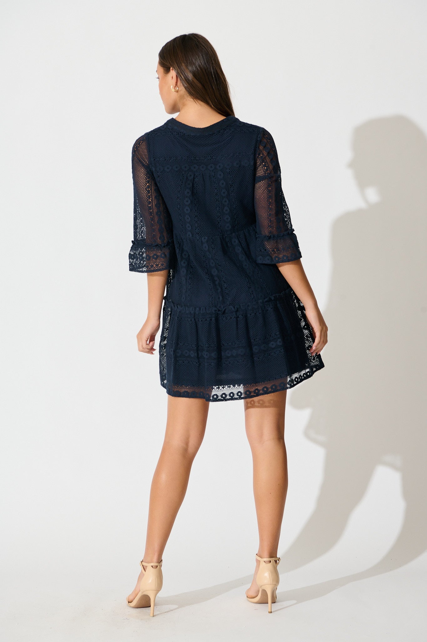 Loralie Dress in Navy Lace Cotton