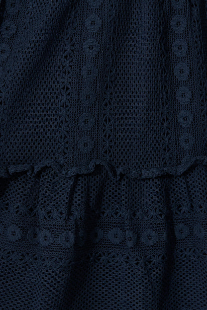 Loralie Dress in Navy Lace Cotton