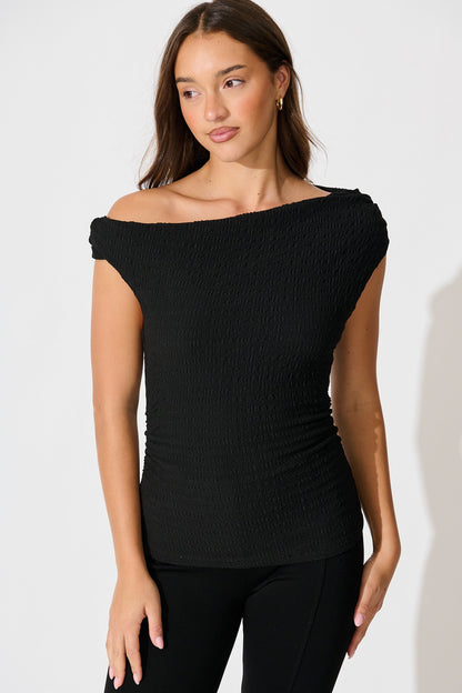 Alma Top in Black Textured Jersey