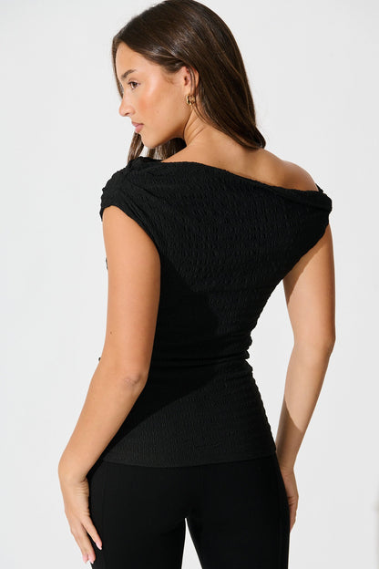 Alma Top in Black Textured Jersey