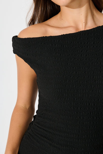 Alma Top in Black Textured Jersey