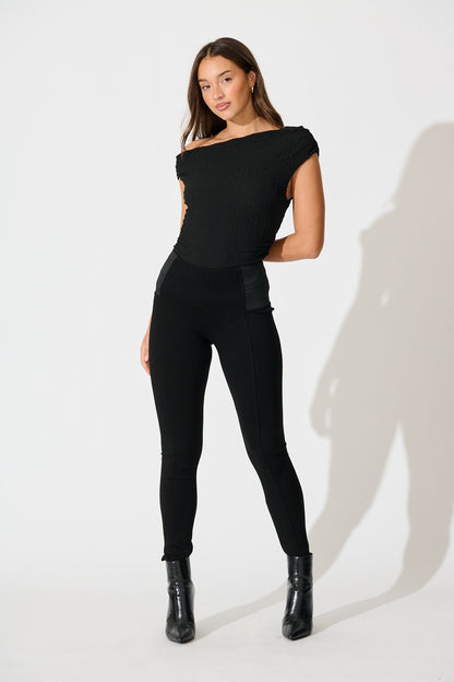 Alma Top in Black Textured Jersey