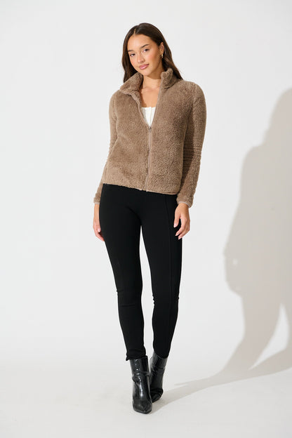 Linea Fluffy Jacket In Mocha