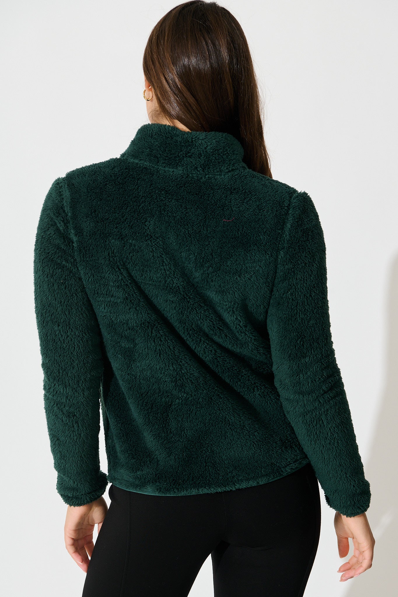 Linea Fluffy Jacket In Forest Green